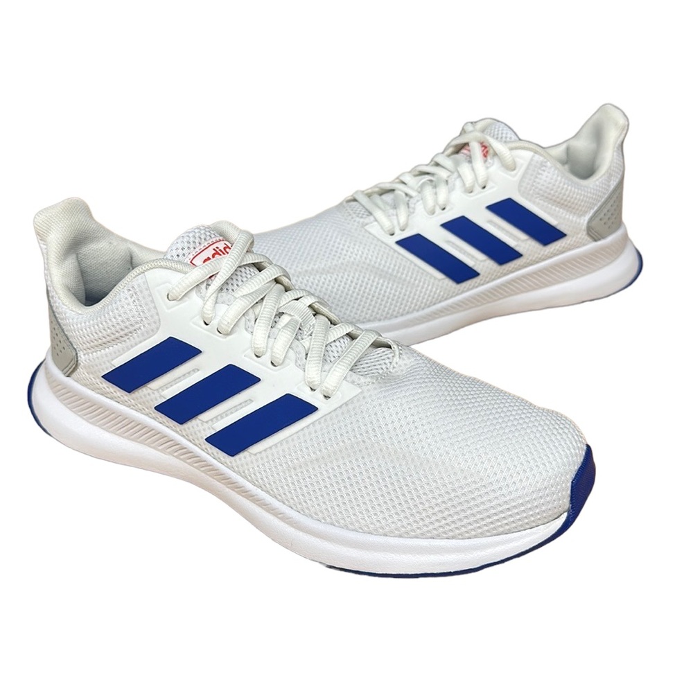 Adidas Runfalcon Men's Running Athletic Shoes White/Blue/Gray EF0148 Size 7 EUC